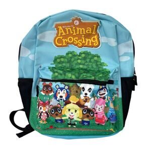 Nintendo Animal Crossing School Backpack Extra Front Zip Pocket 16" Bookbag